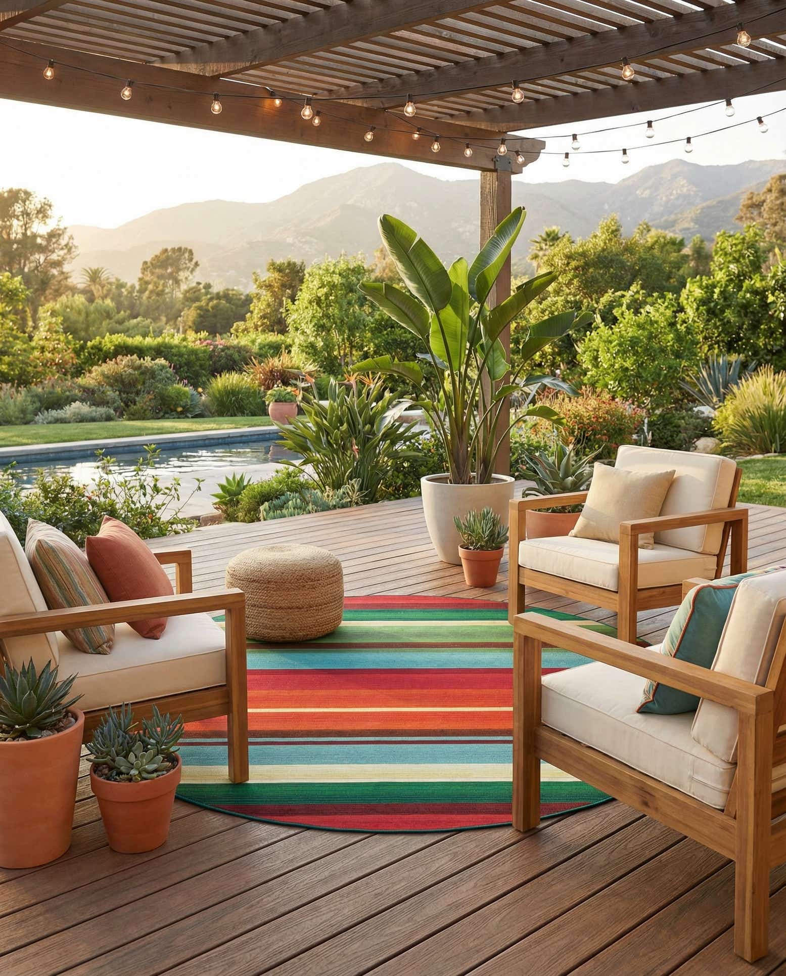 7' 10 x 7' 10 Easy-Clean Modern Indoor / Outdoor Round Rug