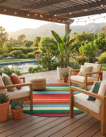 7' 10 x 7' 10 Easy-Clean Modern Indoor / Outdoor Round Rug