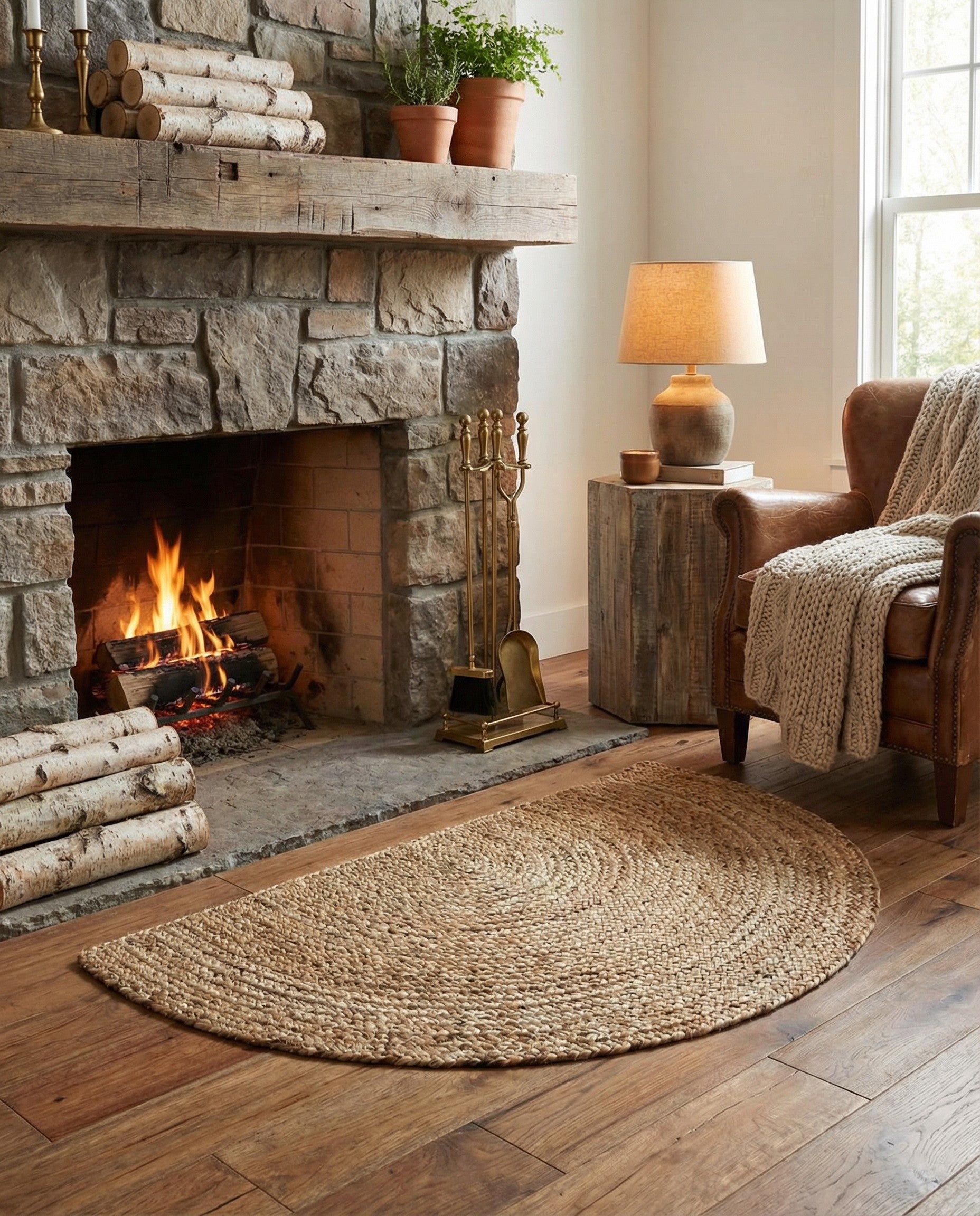 2' 2 x 3' 7  Hand Braided Jute Hearth Rug
