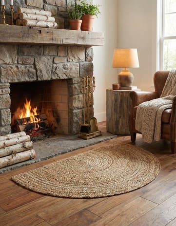 Natural Handmade Braided Jute Hearth Rug