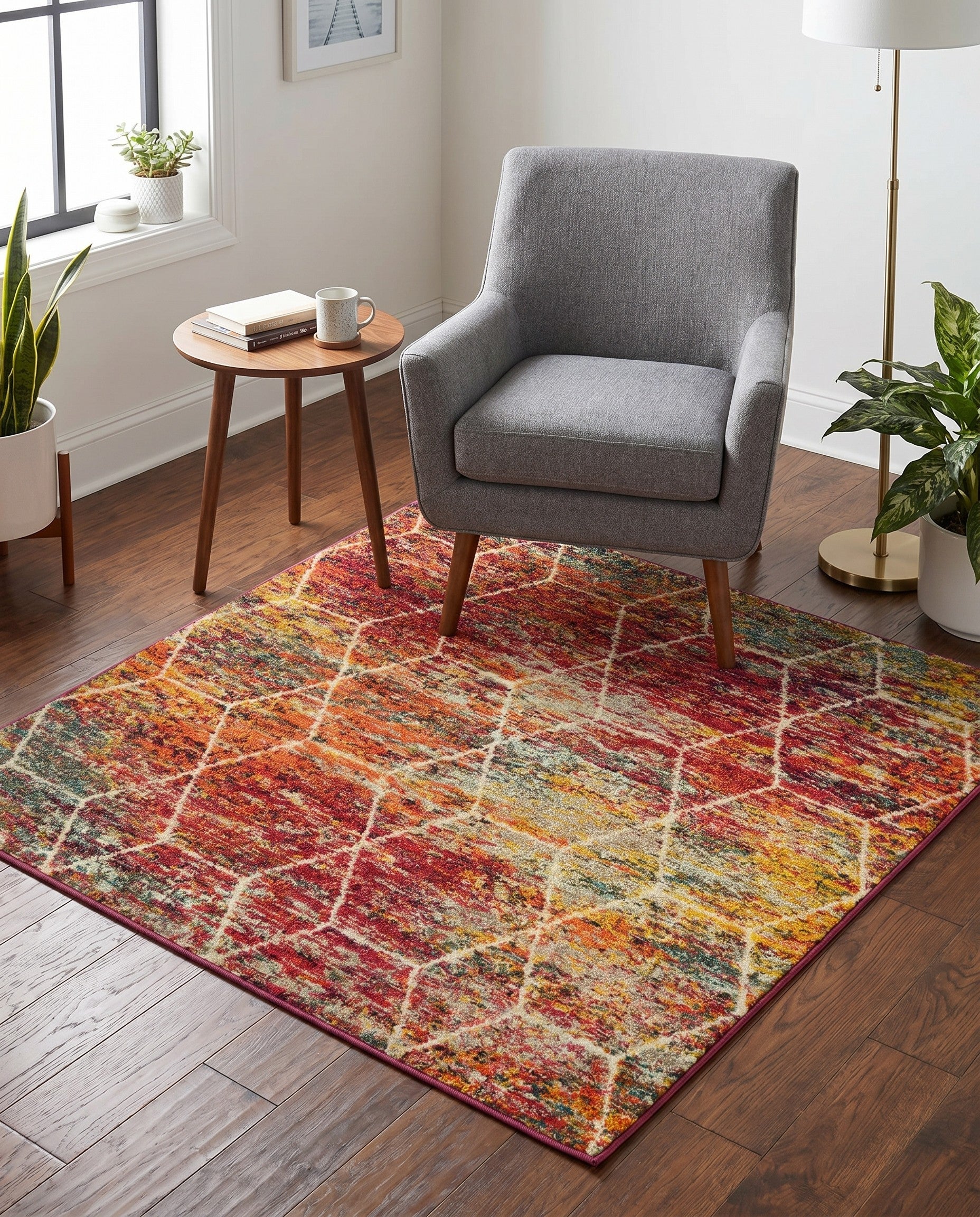 4' x 4' Lattice Frieze Square Rug