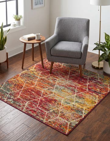 4' x 4' Lattice Frieze Square Rug