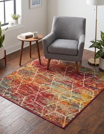 4' x 4' Lattice Frieze Square Rug