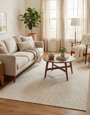 5' 1 x 8' Hand Woven Lattice Wool Rug