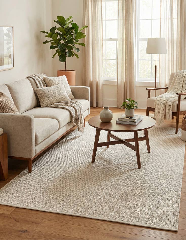 Detail image of 5' 1 x 8'  Hand Woven Lattice Wool Rug