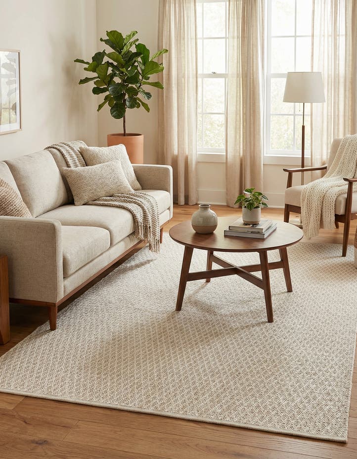 5' 1 x 8' Hand Woven Lattice Wool Rug
