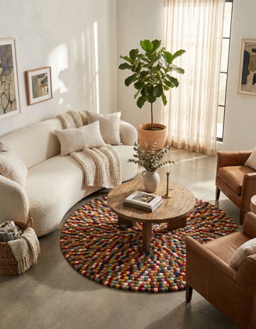 Felt Ball Wool Round Rug