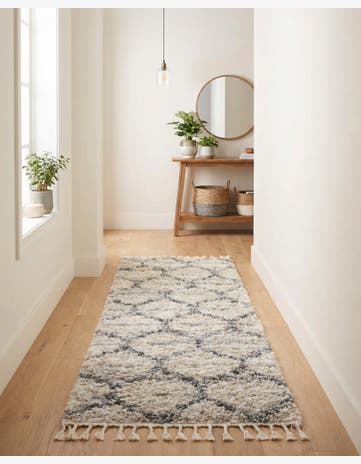 Beige Athena Shag Runner Rug