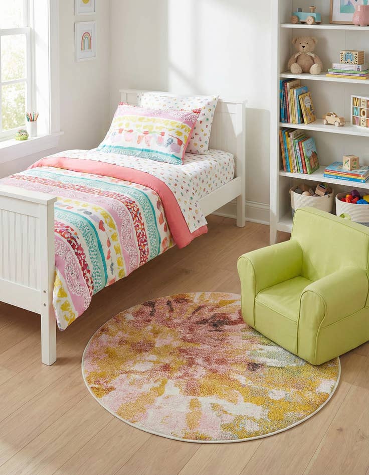 Detail image of 3' 3 x 3' 3 Abstract Whimsy Kids Round Rug