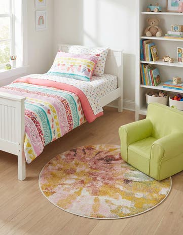 Abstract Whimsy Kids Round Rug