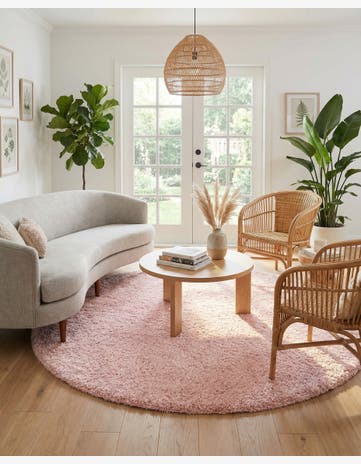 Pink Lace Infinity Shag Round Rug