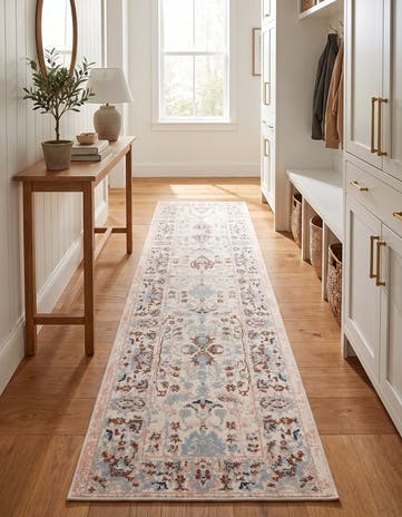 Ivory Kamala Washable Runner Rug