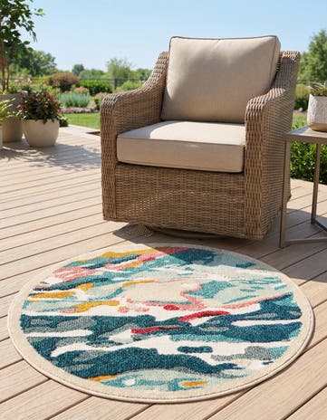 Easy-Clean Casablanca Indoor / Outdoor Round Rug