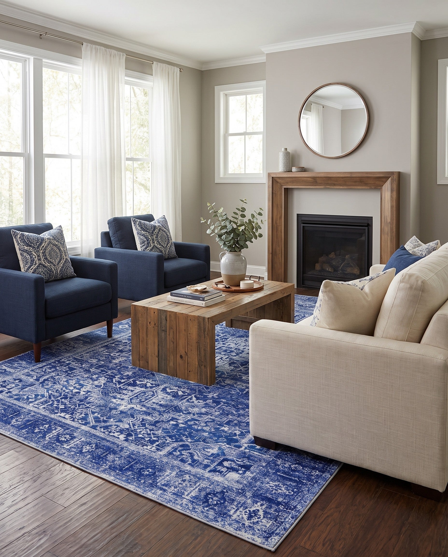 Navy Blue Washable Timeless Rug