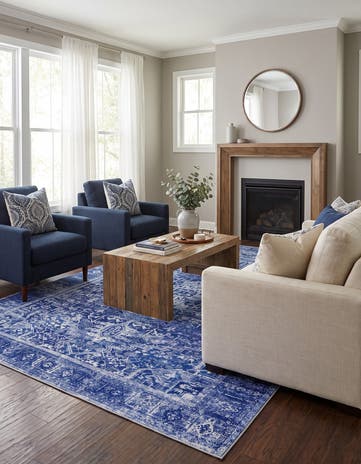 Navy Blue Washable Timeless Rug