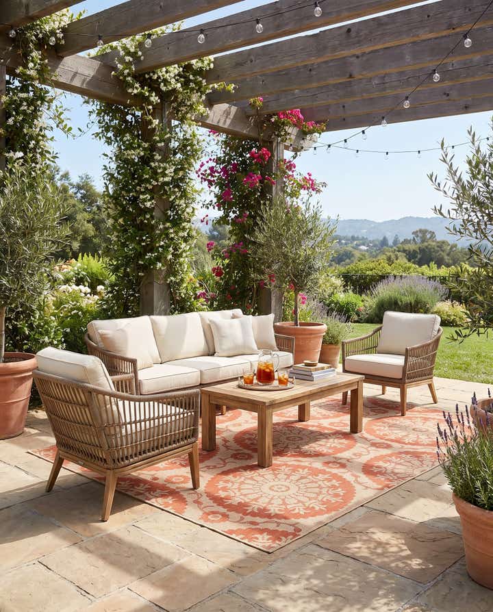 7' x 10' Easy-Clean Botanical Indoor / Outdoor Rug