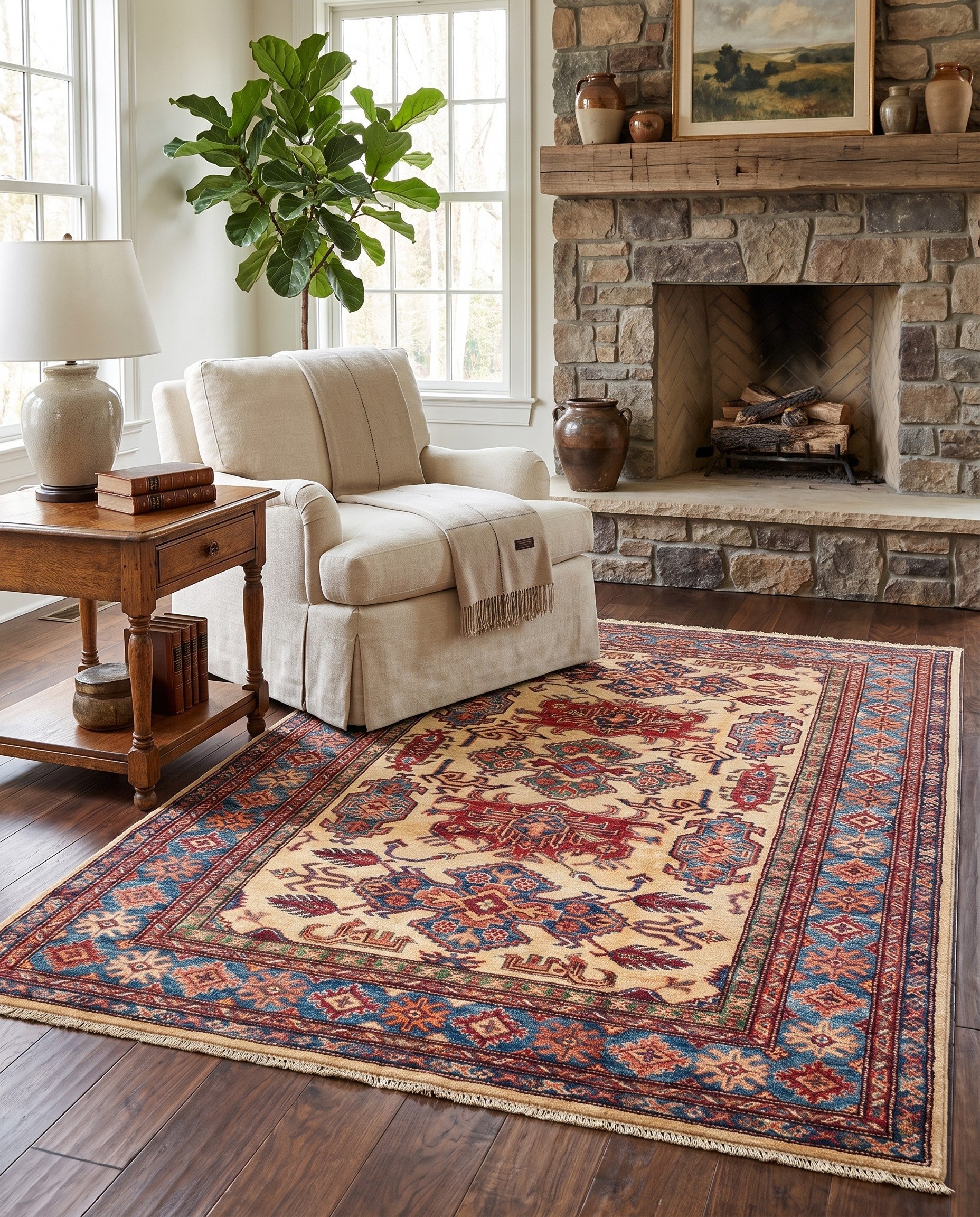 4' x 6' Hand Knotted Kazak Rug