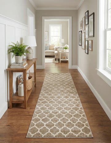 Light Brown Lattice Runner Rug