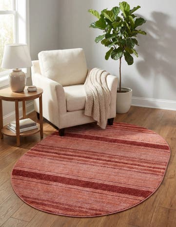 Rusty Pink Rose Gemstone Oval Rug