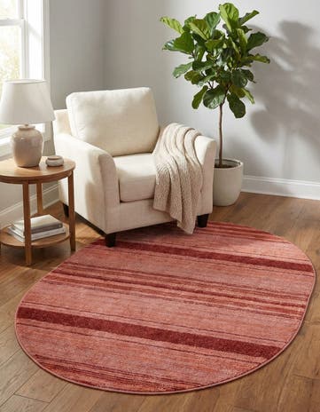 Rusty Pink Rose Gemstone Oval Rug