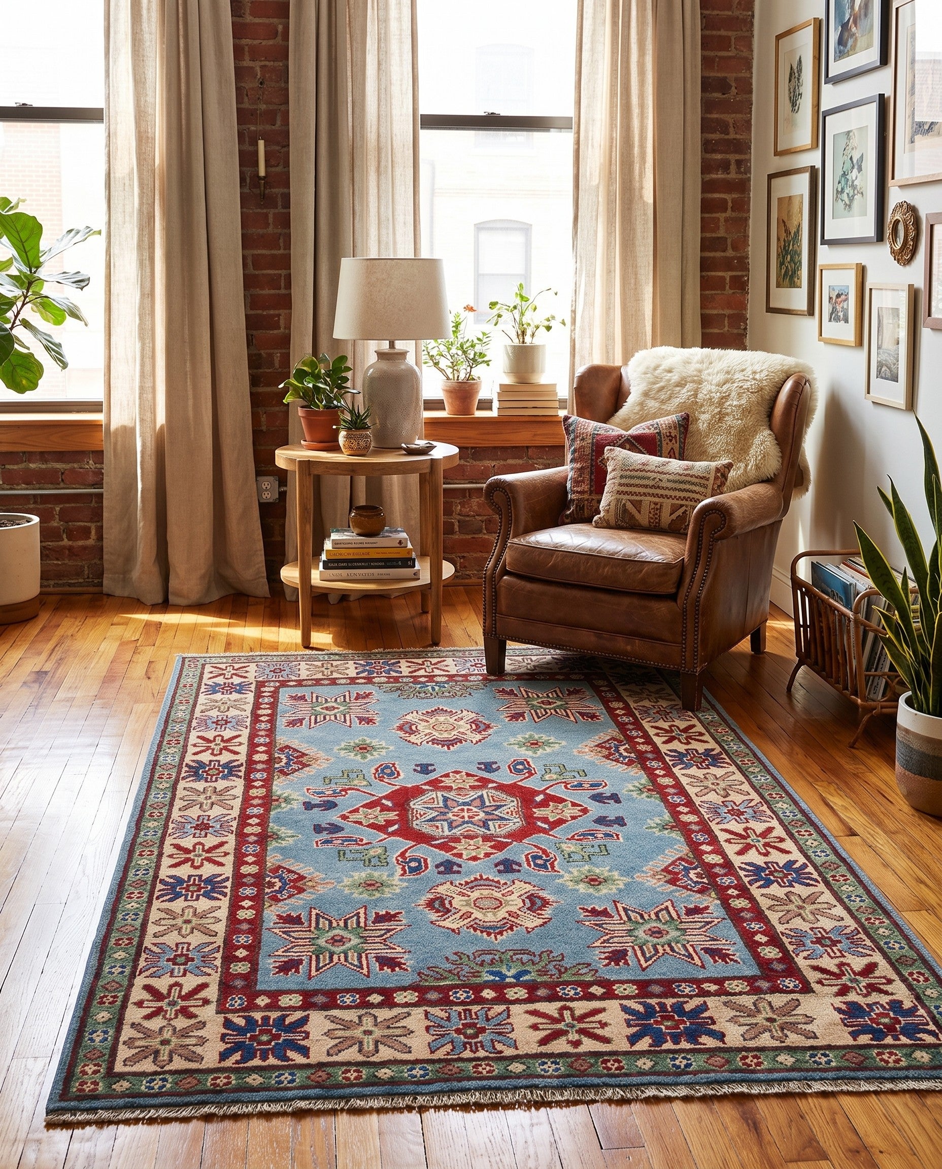 3' 5 x 4' 11 Hand Knotted Kazak Rug