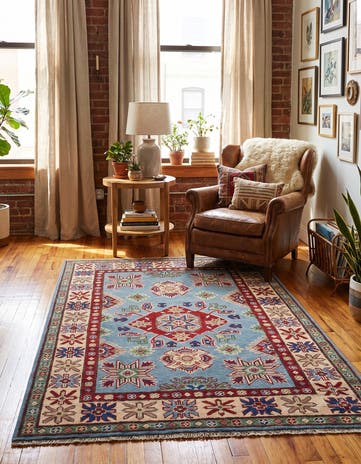 3' 5 x 4' 11 Hand Knotted Kazak Rug
