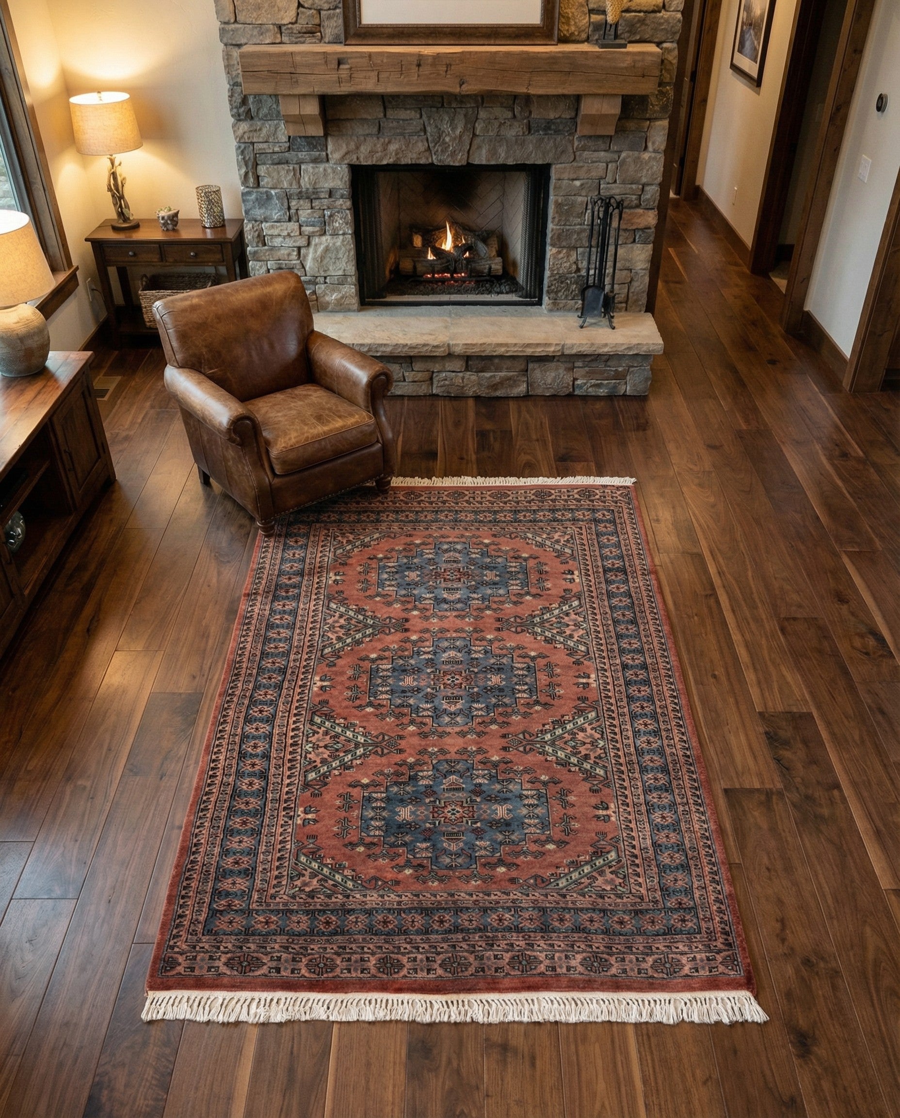 4' 3 x 5' 7 Hand Knotted Kazak Oriental Wool Rug