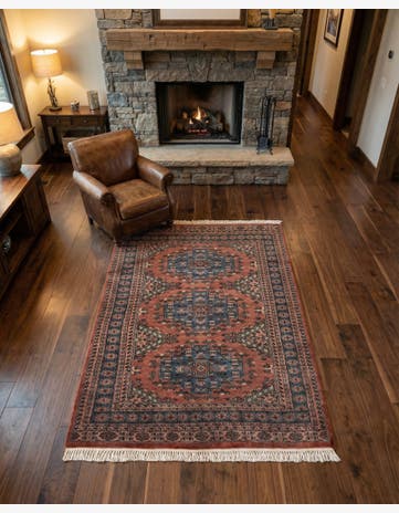 4' 3 x 5' 7 Hand Knotted Kazak Oriental Wool Rug