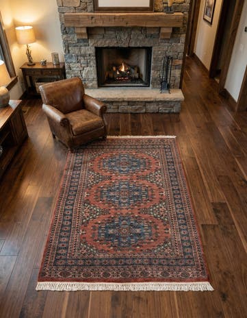 4' 3 x 5' 7 Hand Knotted Kazak Oriental Wool Rug