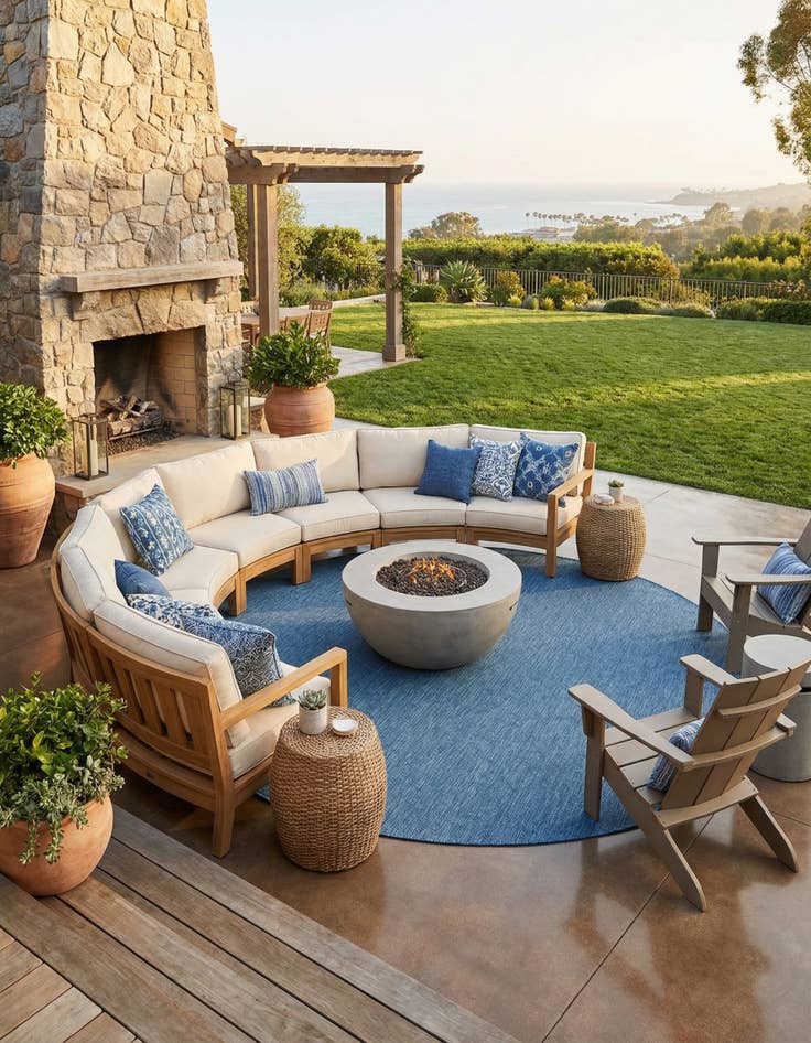 Detail image of 13' x 13'  Washable Solid Indoor / Outdoor Round Rug