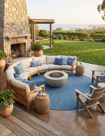 13' x 13' Easy-Clean Solid Indoor / Outdoor Round Rug