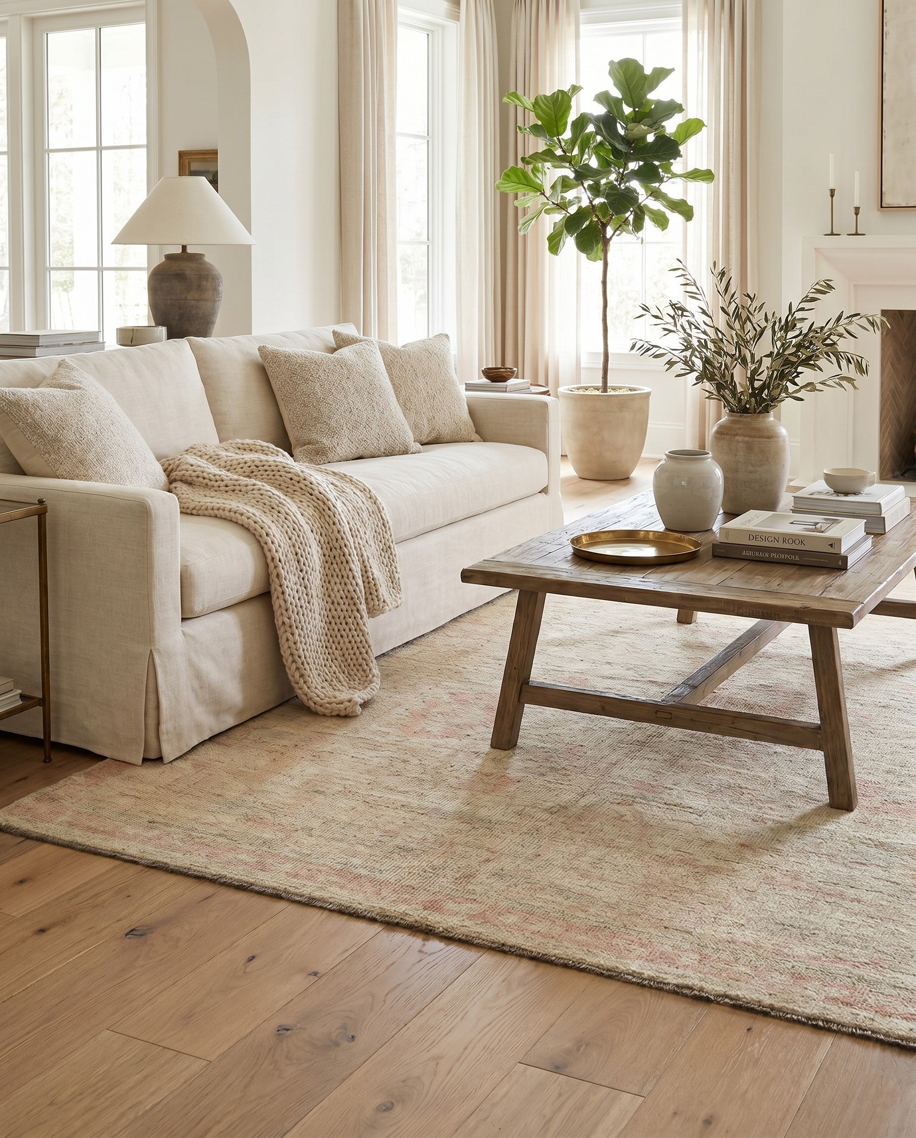 5' x 6' 9 Hand Knotted Oushak Wool Rug