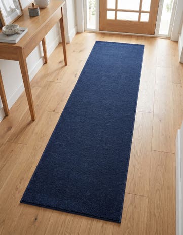 Navy Blue Lattice Shag Runner Rug