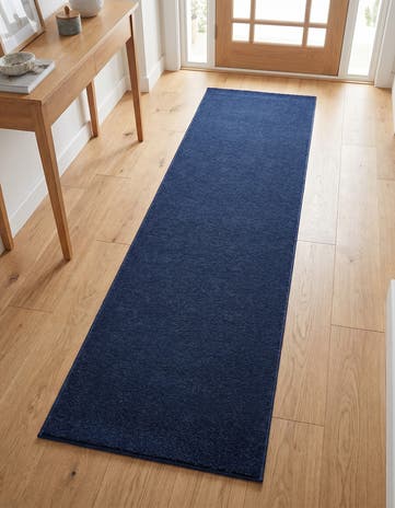 Navy Blue Lattice Shag Runner Rug