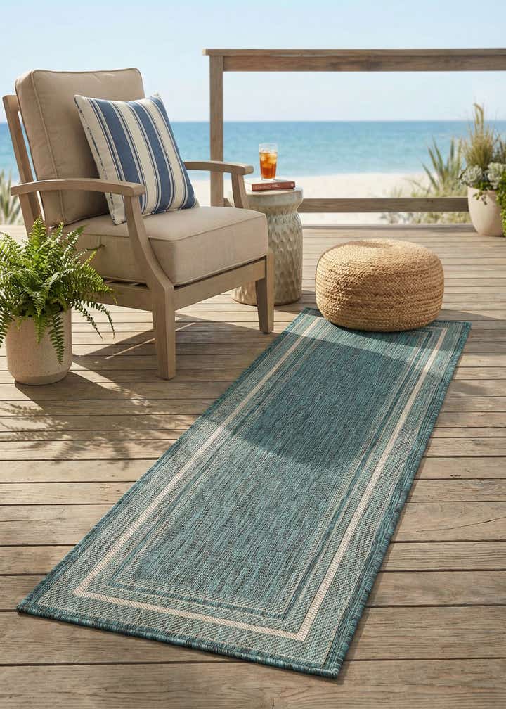 2' x 6' Easy-Clean Border Indoor / Outdoor Runner Rug