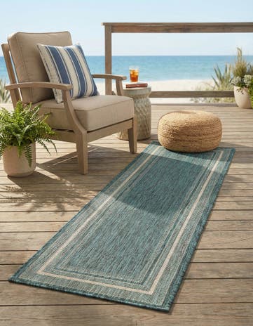 2' x 6' Easy-Clean Border Indoor / Outdoor Runner Rug