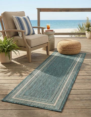 2' x 6' Easy-Clean Border Indoor / Outdoor Runner Rug