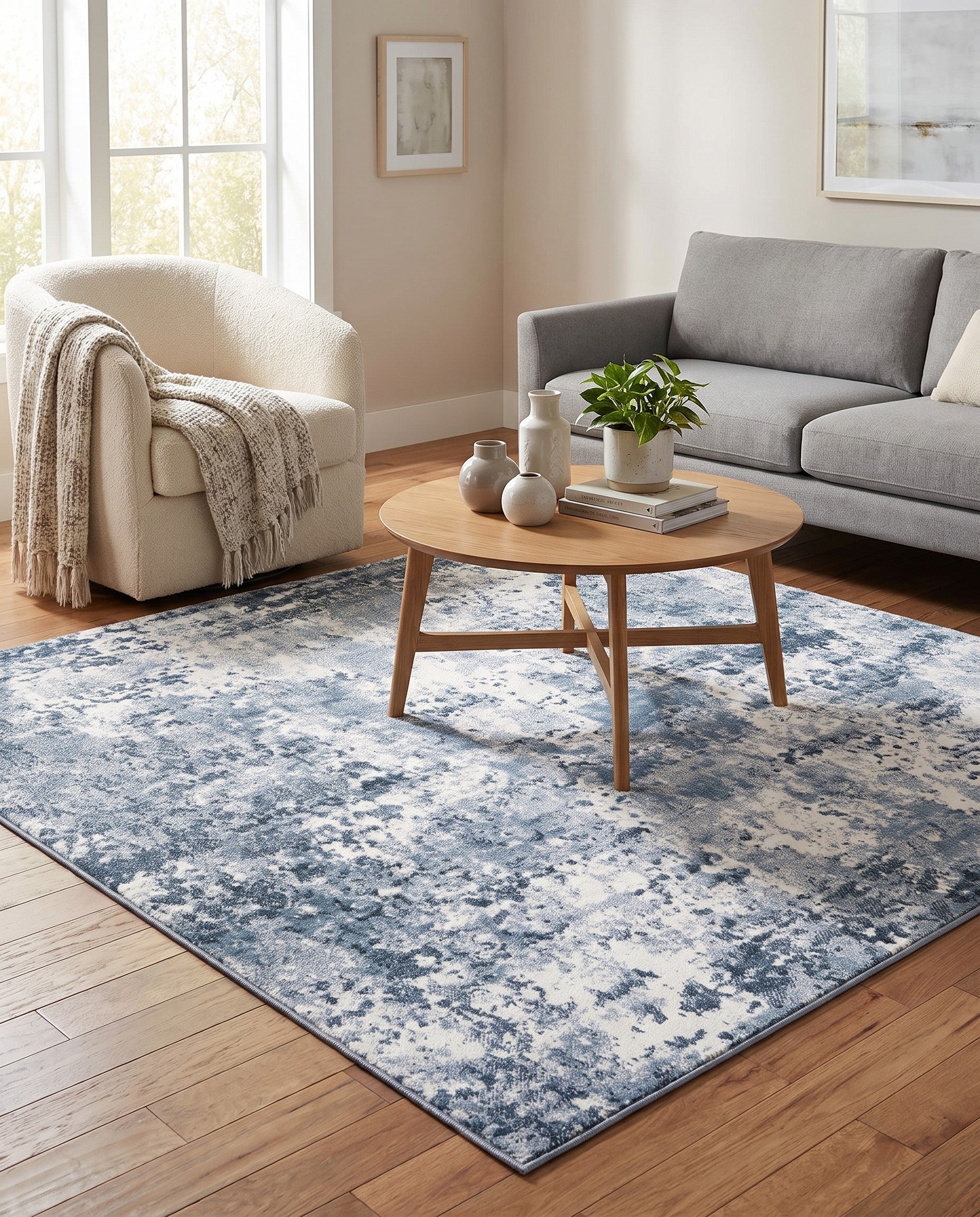 Vintage Blue Aurora Square Rug