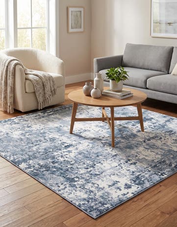 Vintage Blue Aurora Square Rug