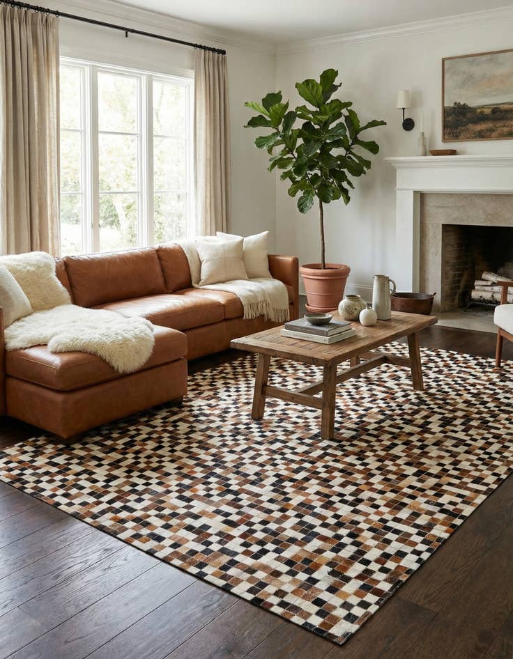 Detail image of 5' 6 x 7' 8 Cowhide Stocks Rug