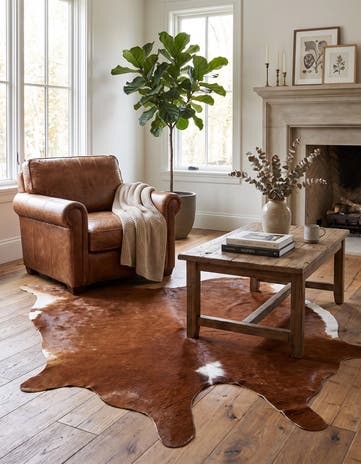 5' 5 x 5' 5 Cowhide Leather Square Rug