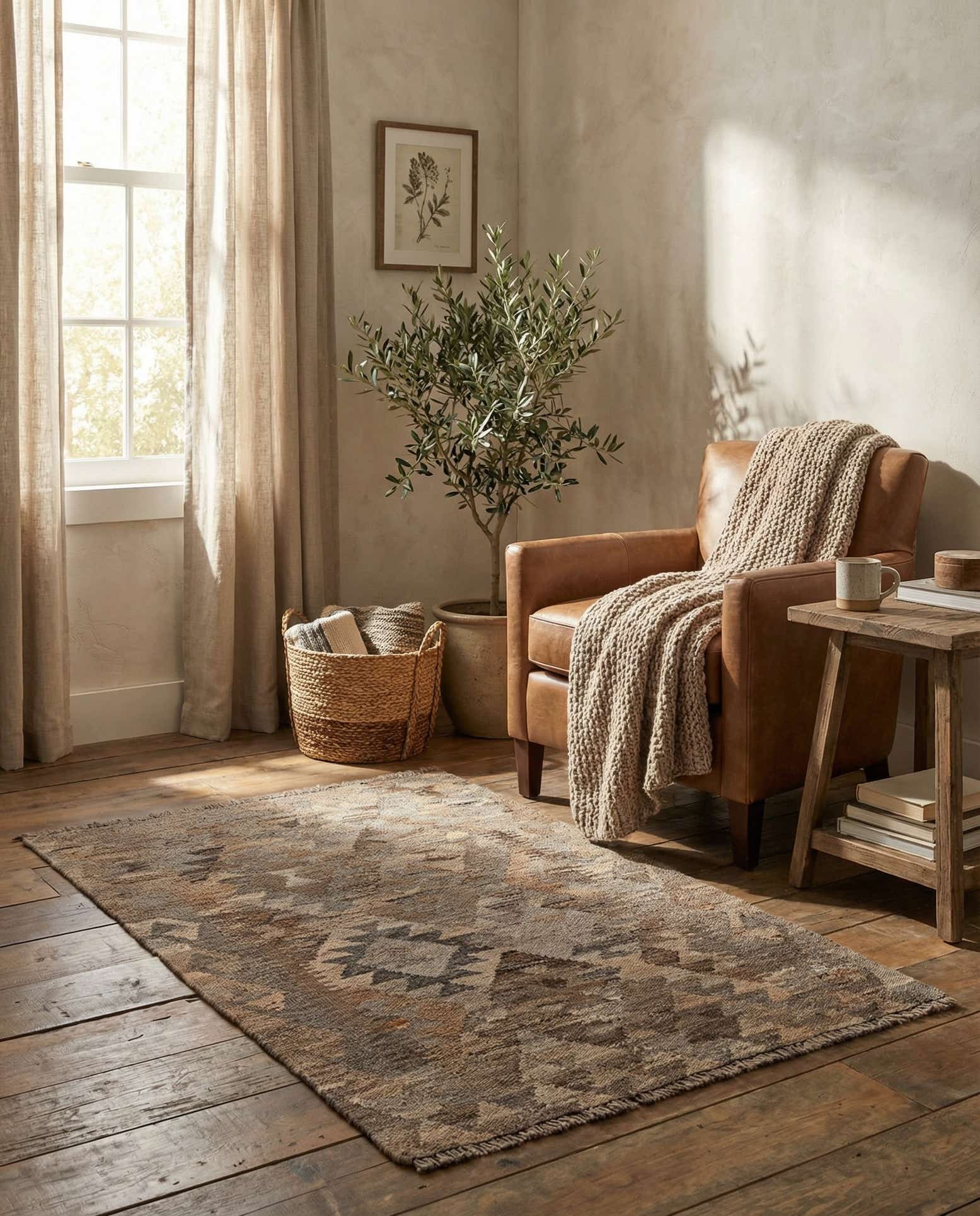 2' 10 x 3' 11 Hand Woven Kilim Maymana Wool Rug