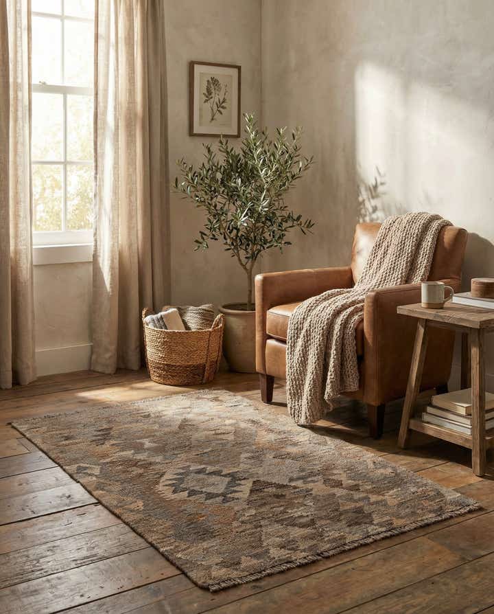 2' 10 x 3' 11 Hand Woven Kilim Maymana Wool Rug