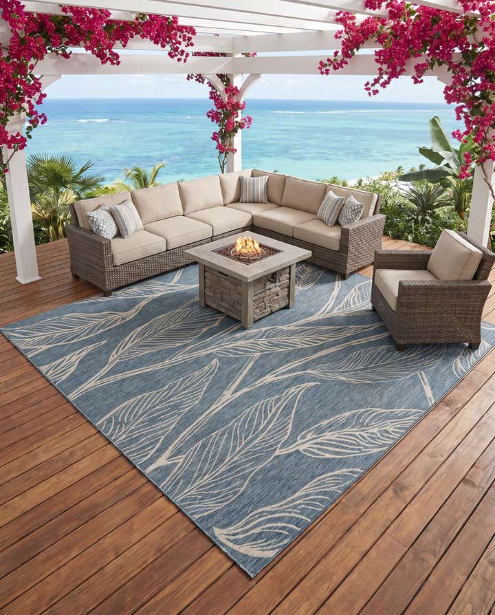 13' x 13' Easy-Clean Botanical Indoor / Outdoor Square Rug