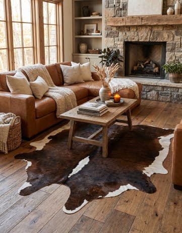 5' 1 x 6' 3 Cowhide Leather Rug
