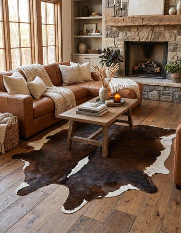 5' 1 x 6' 3 Cowhide Leather Rug