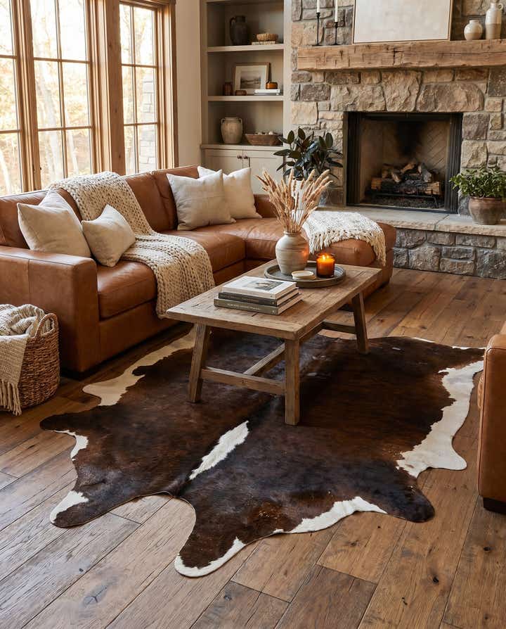 5' 1 x 6' 3 Cowhide Leather Rug