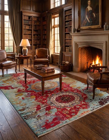6' 7 x 10' Hand Knotted Mamluk Ziegler Rug
