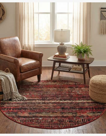 Burgundy Saturn Round Rug