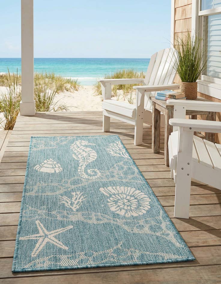 Detail image of 2' x 4' Washable Coastal Indoor / Outdoor Runner Rug